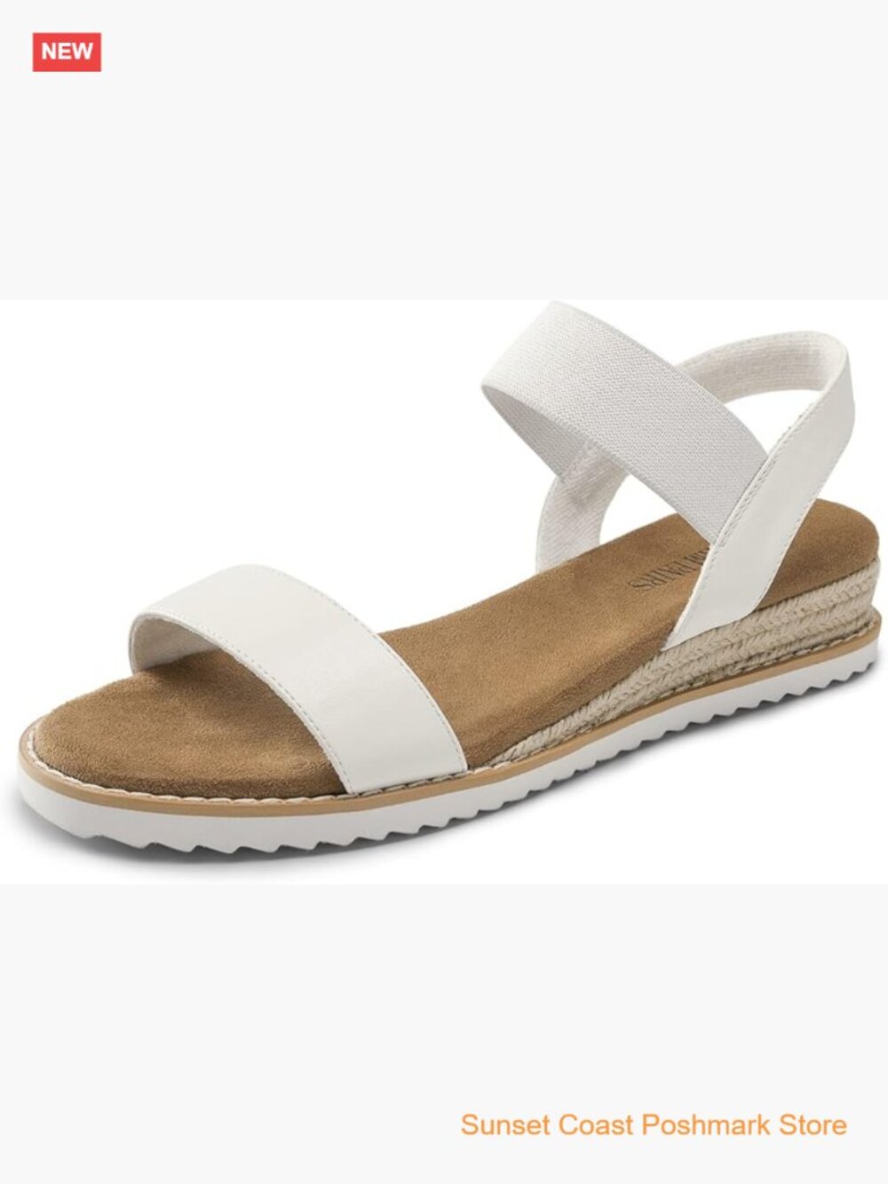 Open Toe Wedge Sandals with Elastic Ankle Strap Faux Leather
